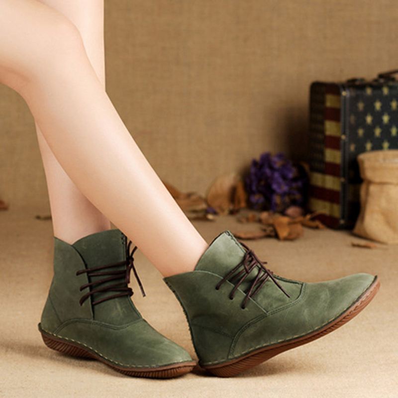 Handgjorda Retro Flat Short Boots | Presentskor | 35-42