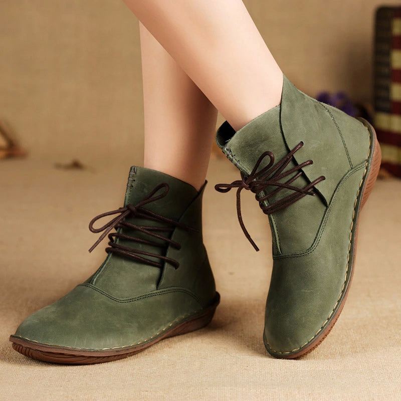 Handgjorda Retro Flat Short Boots | Presentskor | 35-42