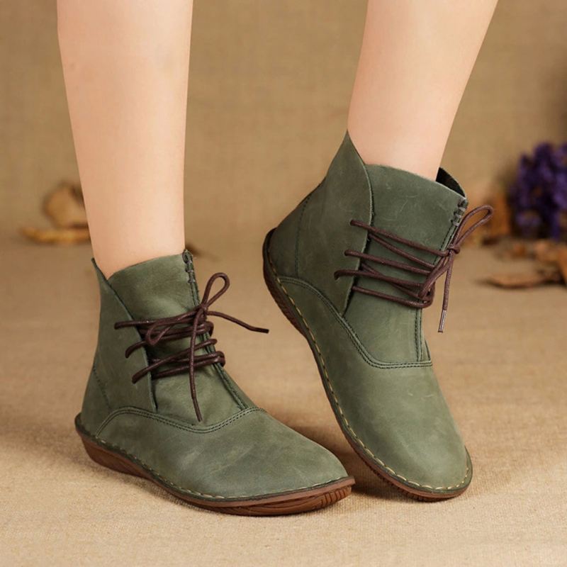 Handgjorda Retro Flat Short Boots | Presentskor | 35-42