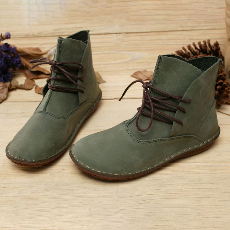 Handgjorda Retro Flat Short Boots | Presentskor | 35-42