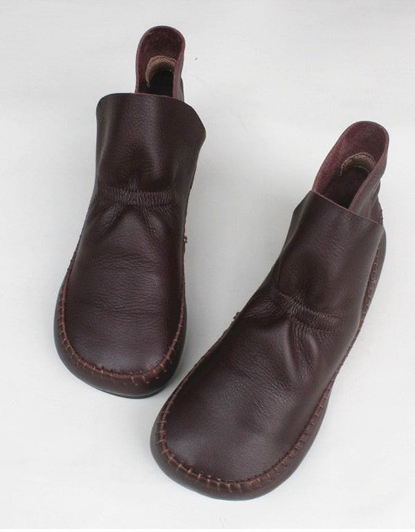 Höst Retro Ankelboots Med Platt Botten Handgjorda