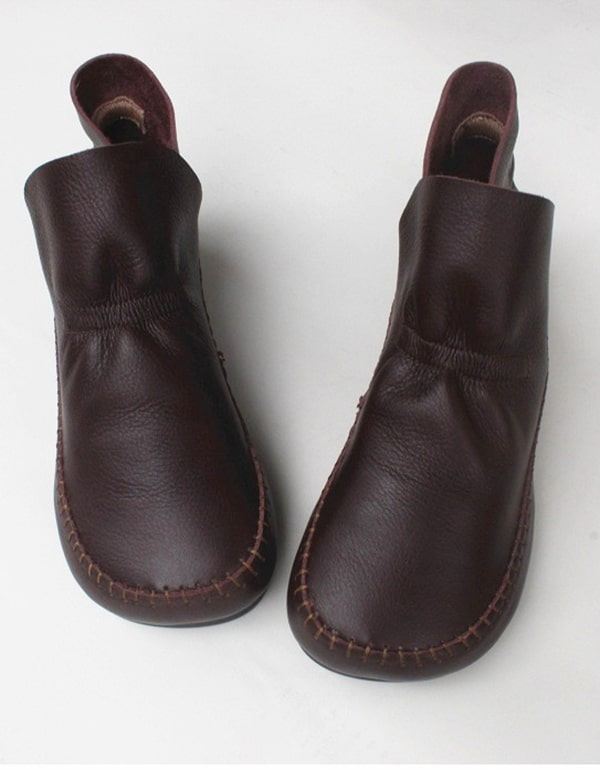 Höst Retro Ankelboots Med Platt Botten Handgjorda