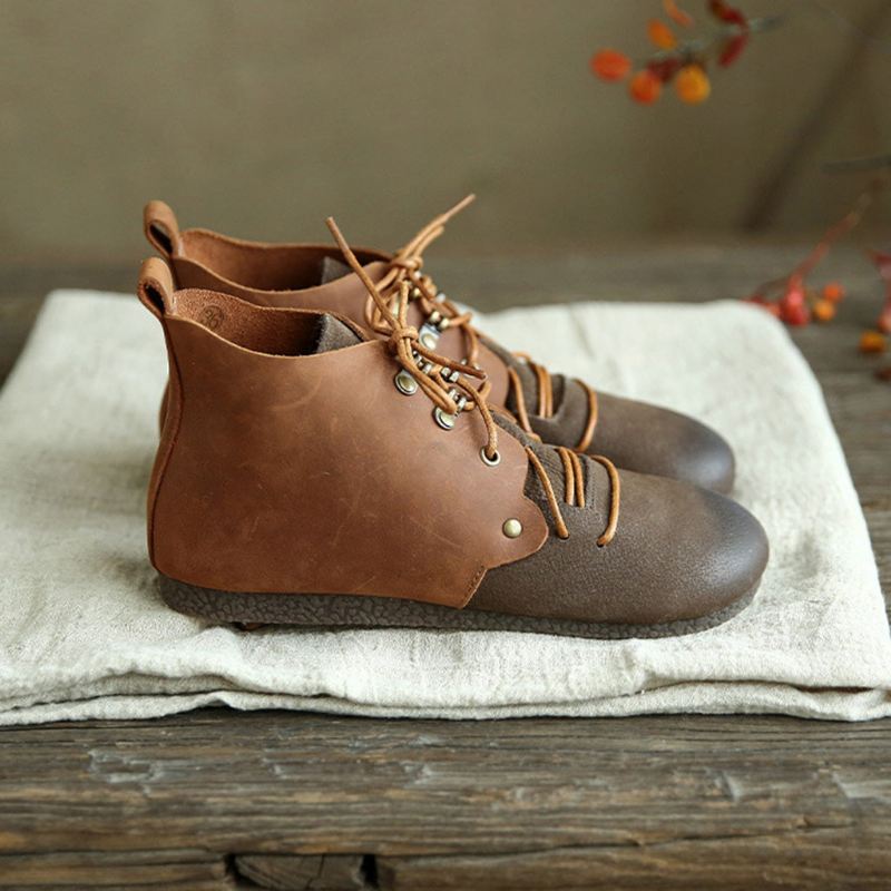 Höst Retro Läder Casual Short Boots | Present Skor