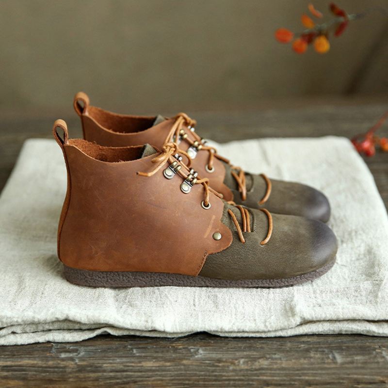 Höst Retro Läder Casual Short Boots | Present Skor