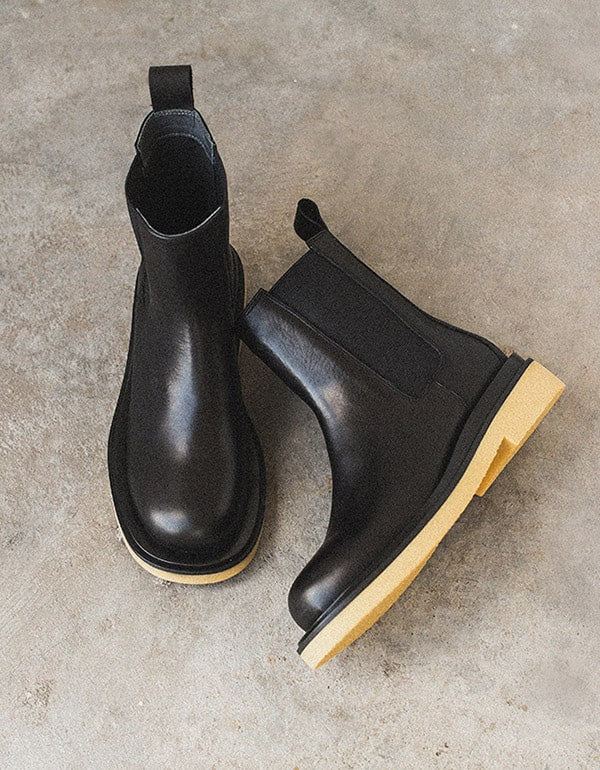 Höst Vinter Brittisk Stil Chelsea Boots Svart