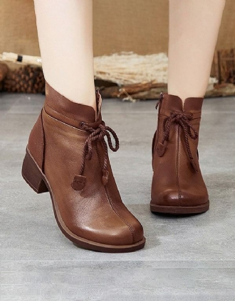 Läder Handgjorda Chunky Retro Short Boots