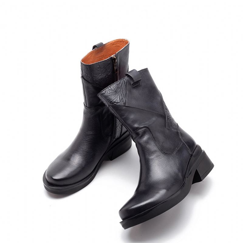 Medelklackade Tjocka Klackar Casual Retro Boots | Present Skor