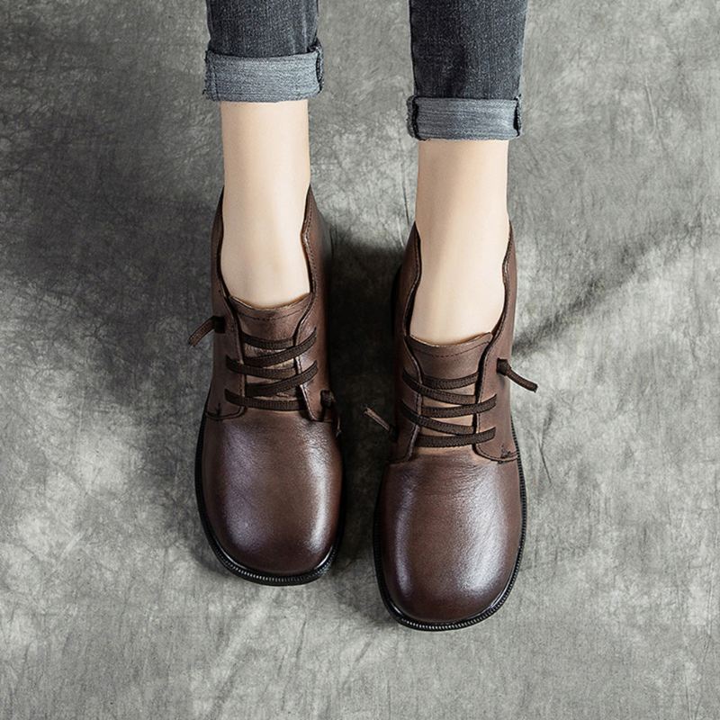 Retro Casual Läder Short Boots | Present Skor