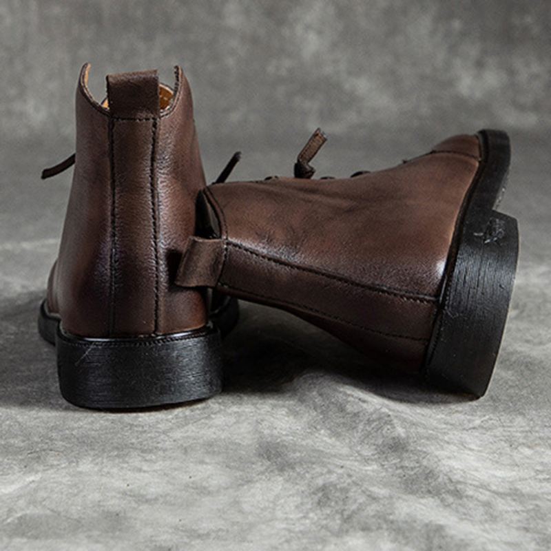 Retro Casual Läder Short Boots | Present Skor