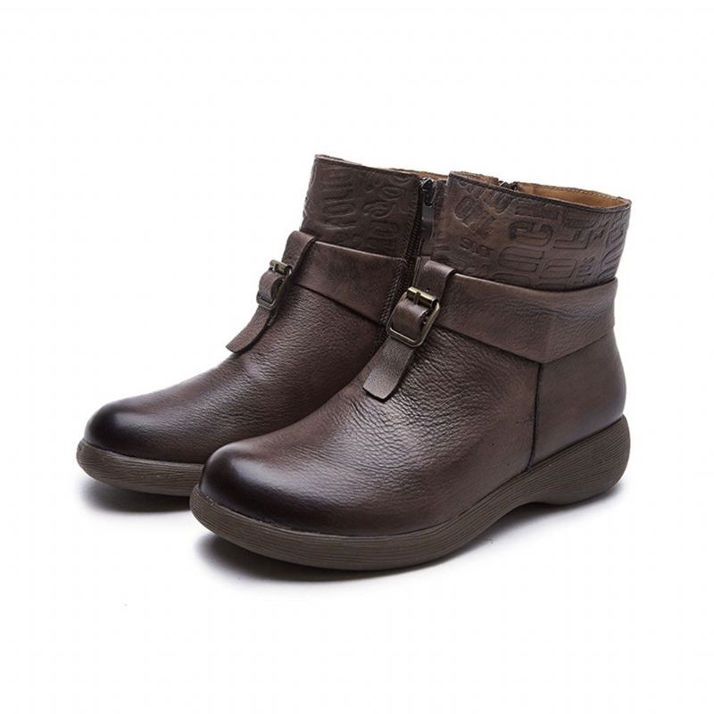 Retro Handgjorda Casual Läder Short Boots | Present Skor