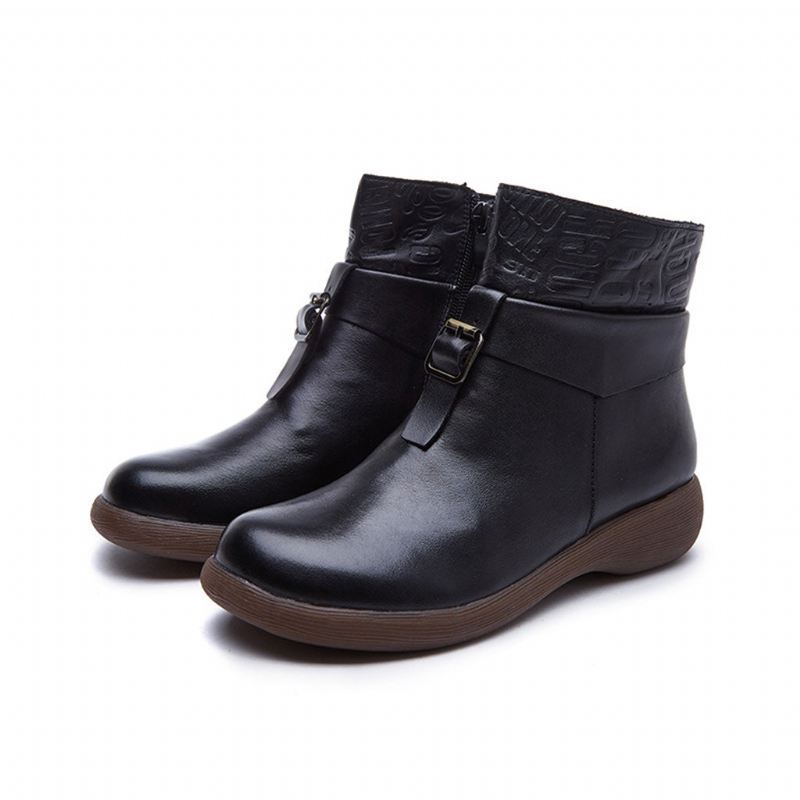 Retro Handgjorda Casual Läder Short Boots | Present Skor