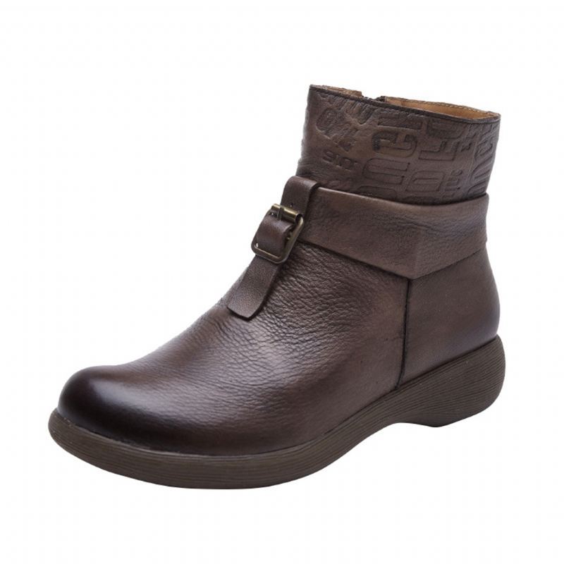 Retro Handgjorda Casual Läder Short Boots | Present Skor