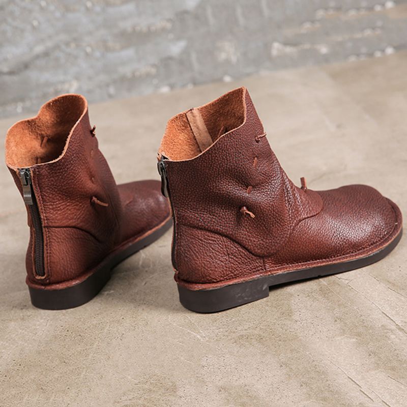 Retro Handgjorda Läder Casual Short Boots | Present Skor