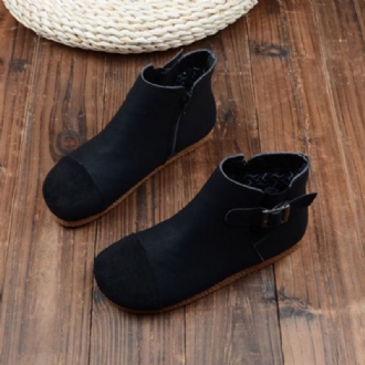 Retro Soft Bottom Handmade Velvet Winter Boots| Obiono