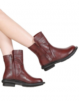 Round Head Läder Chelsea Short Boots