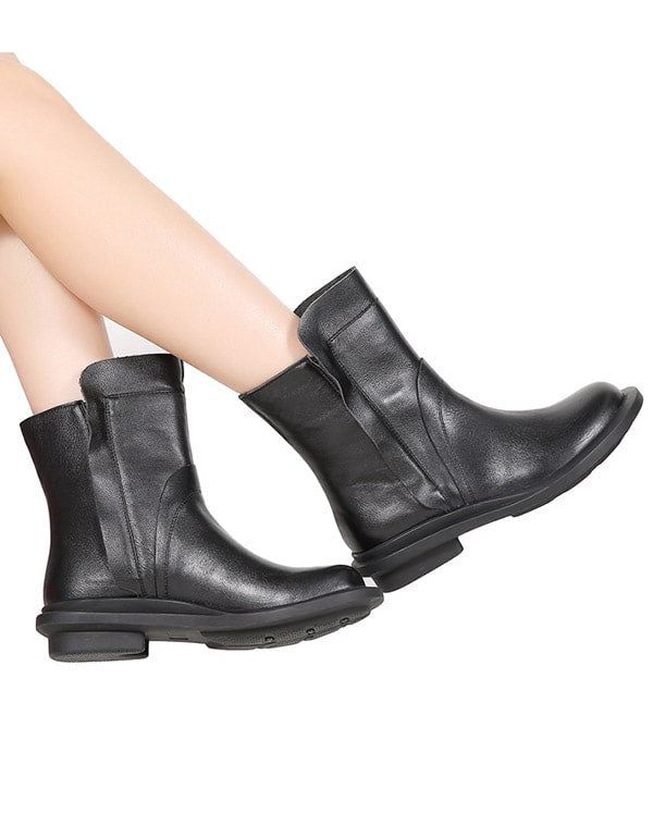 Round Head Läder Chelsea Short Boots