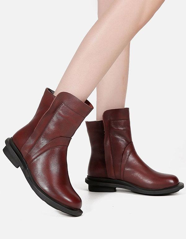 Round Head Läder Chelsea Short Boots