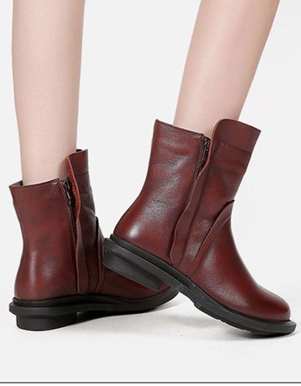 Round Head Läder Chelsea Short Boots