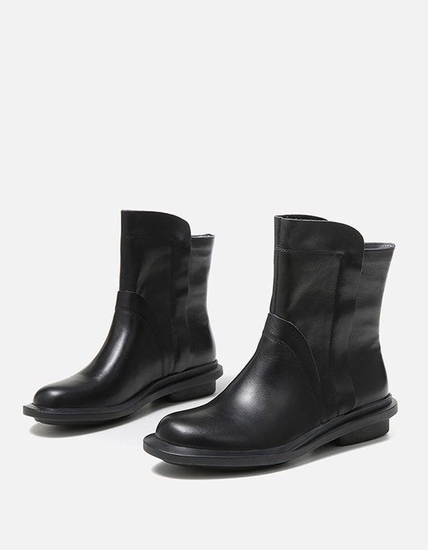 Round Head Läder Chelsea Short Boots