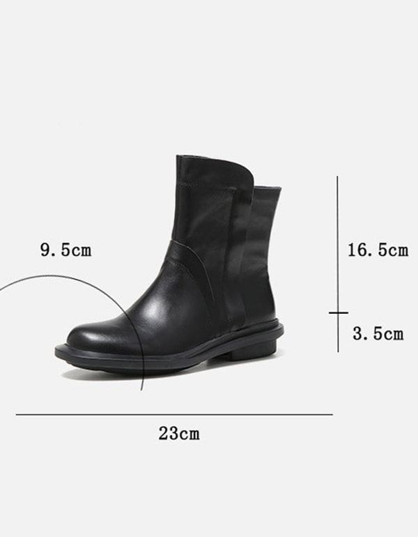 Round Head Läder Chelsea Short Boots