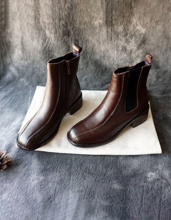 Vintage Läder Chelsea Boots Dam