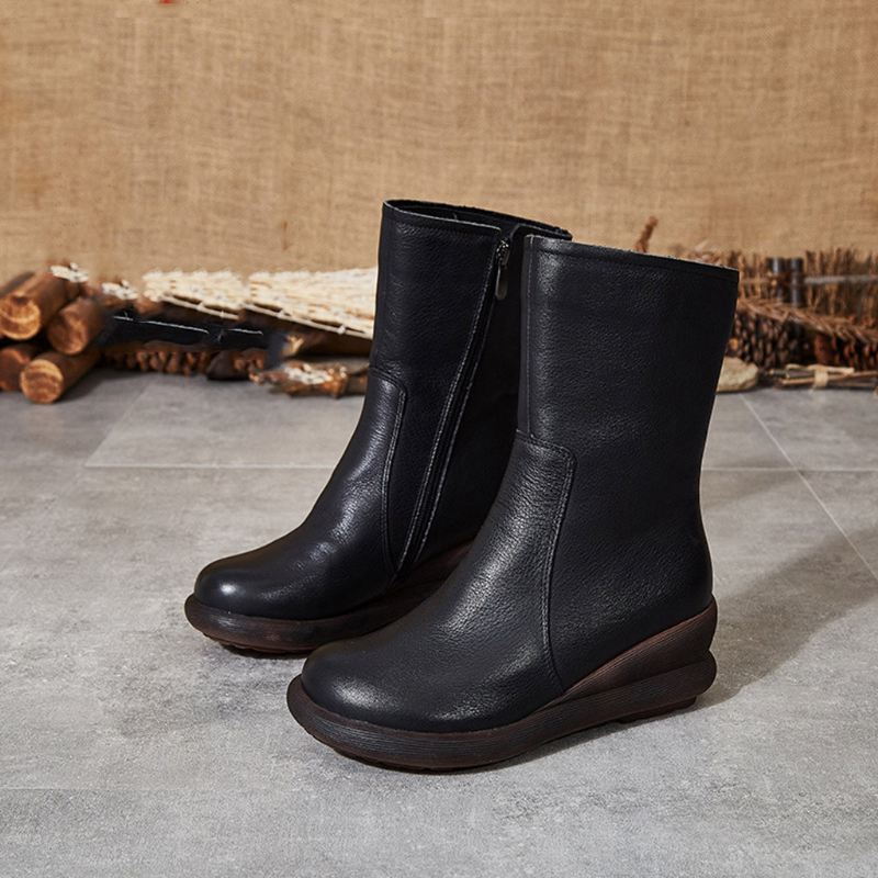 Vinter Handgjorda Retro Läder Short Boots | Present Skor