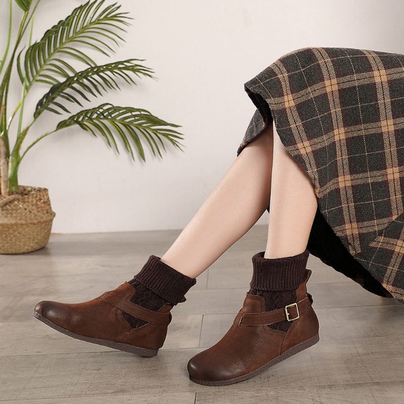 Winter Retro Läder Short Boots | Present Skor