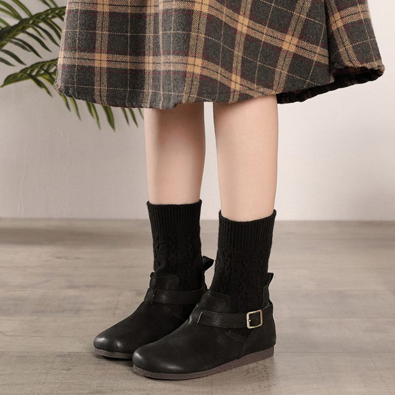 Winter Retro Läder Short Boots | Present Skor