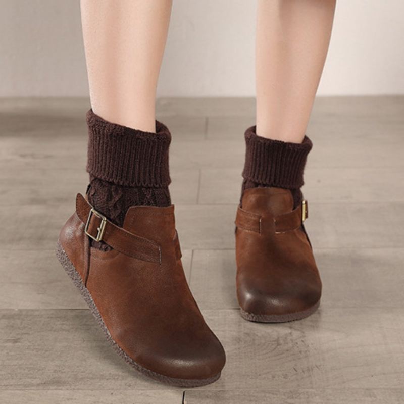 Winter Retro Läder Short Boots | Present Skor