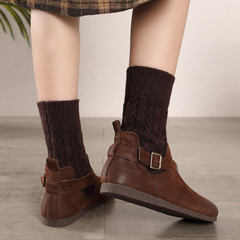 Winter Retro Läder Short Boots | Present Skor