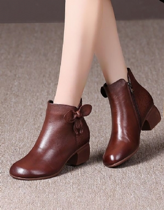 Autumn Bowknot Handgjorda Retro Chunky Boots