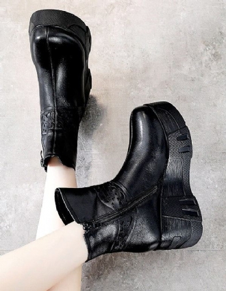 Handgjorda Snidade Mid-tube Retro Wedge Booties