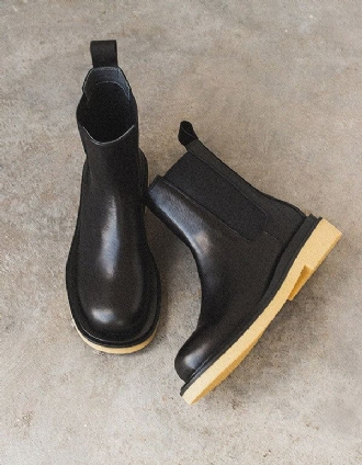 Höst Vinter Brittisk Stil Chelsea Boots Svart