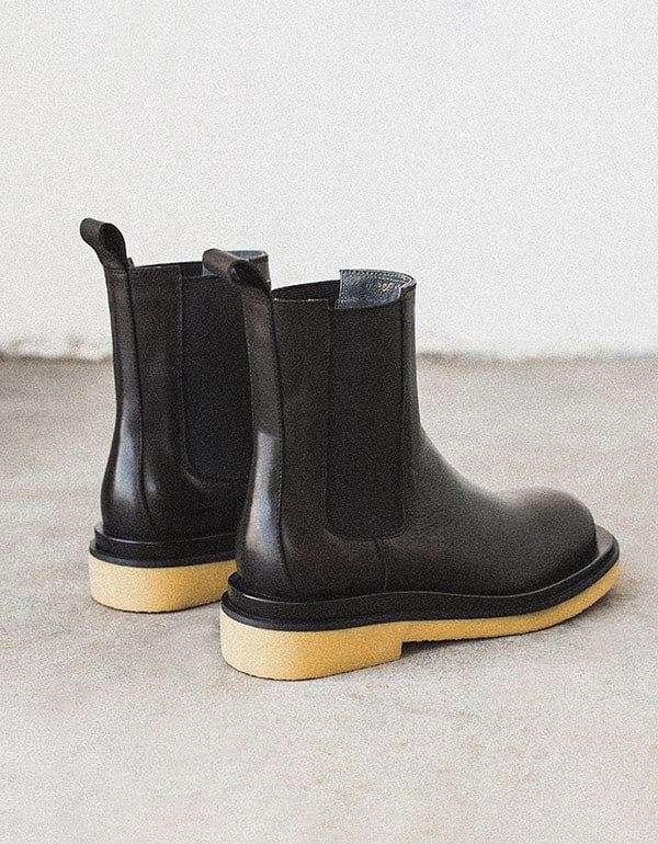 Höst Vinter Brittisk Stil Chelsea Boots Svart