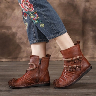 Höst Vinter Läder Blommor Bekväma Retro Boots |presentskor