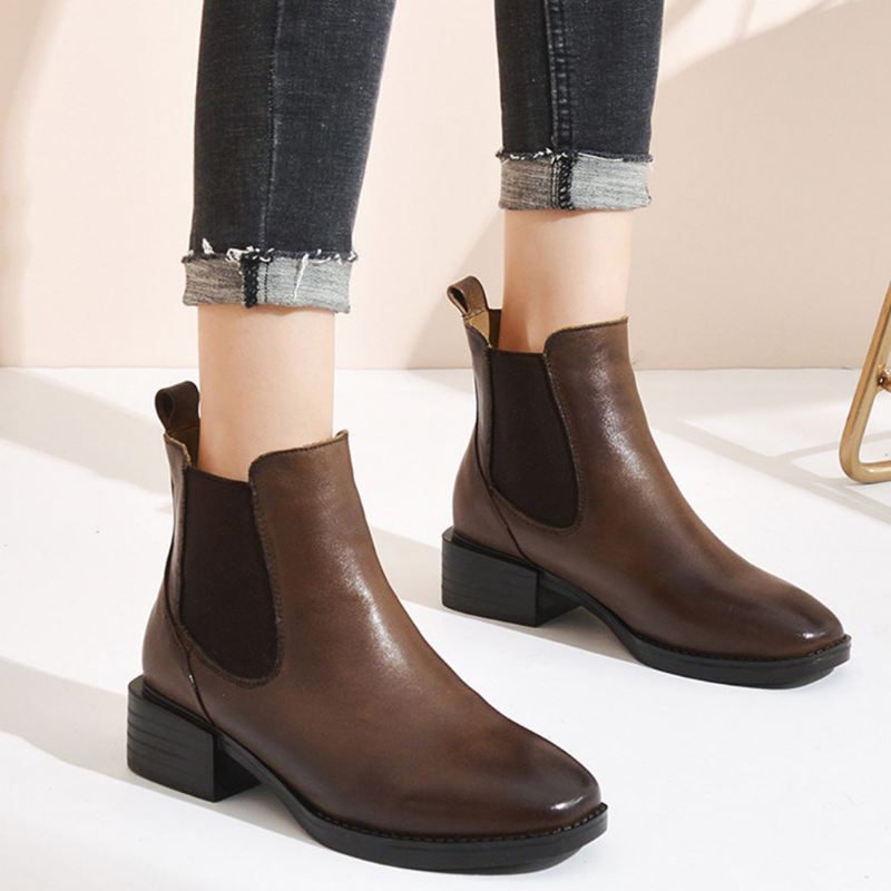 Höst Vinter Läder Retro Chelsea Boots | Present Skor