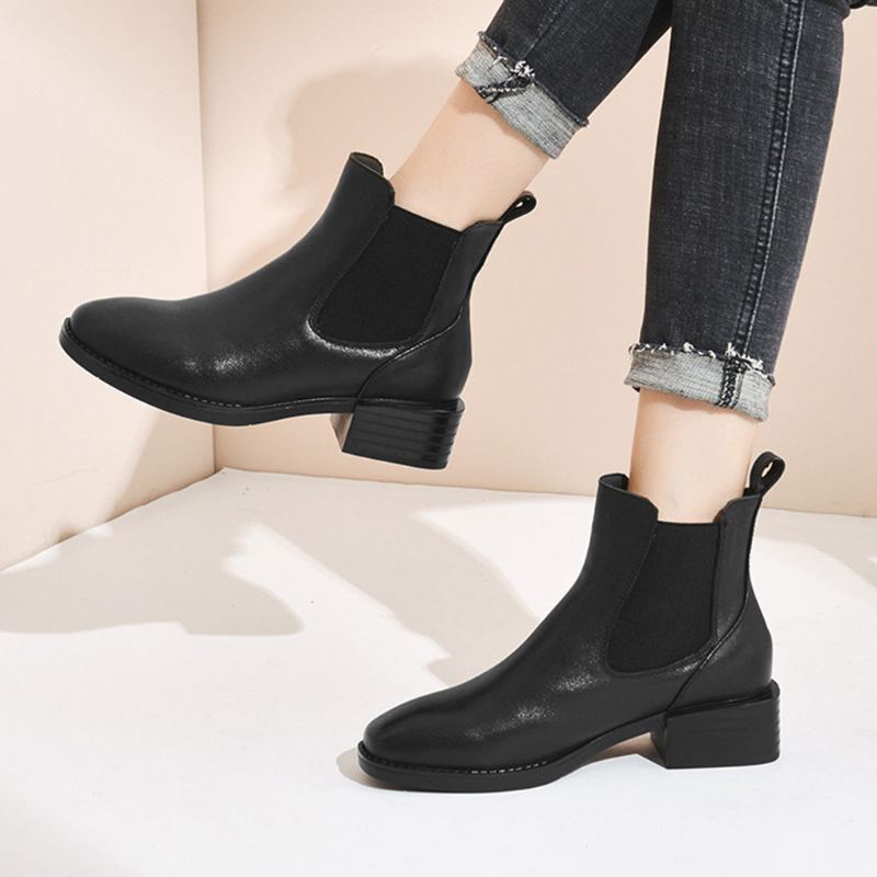 Höst Vinter Läder Retro Chelsea Boots | Present Skor