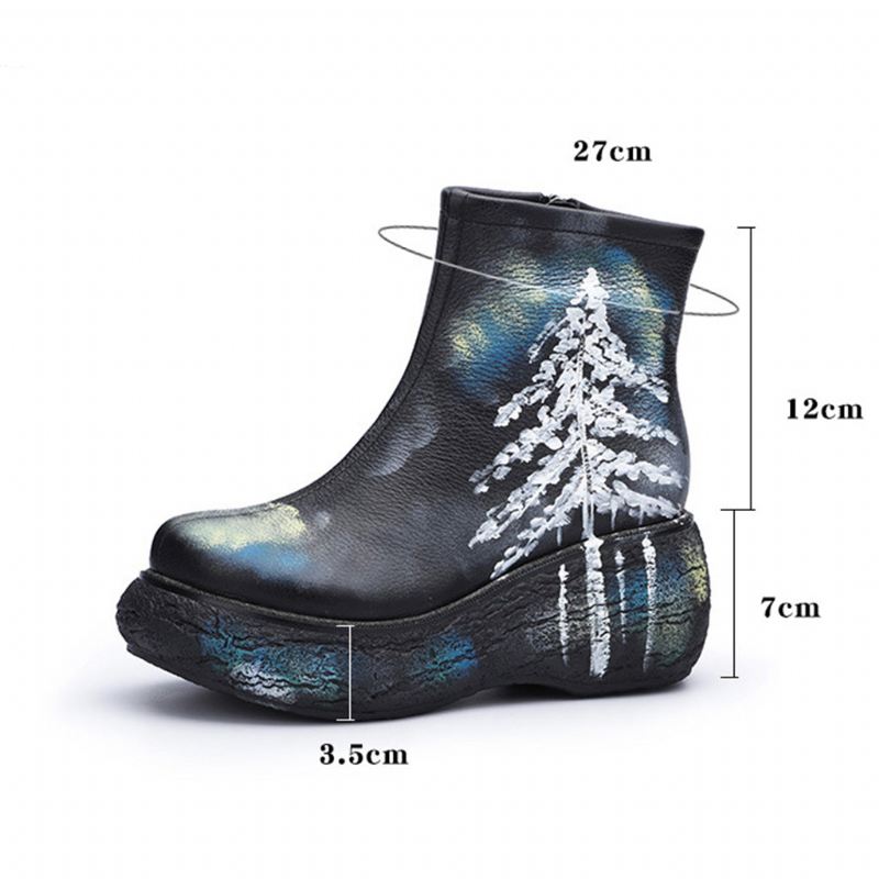 Höst Vinter Tjockmålat Läder Mode Damskor Korta Boots | Present Skor