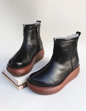 Retro Läder Vinterpäls Inside Wedge Boots | Present Skor