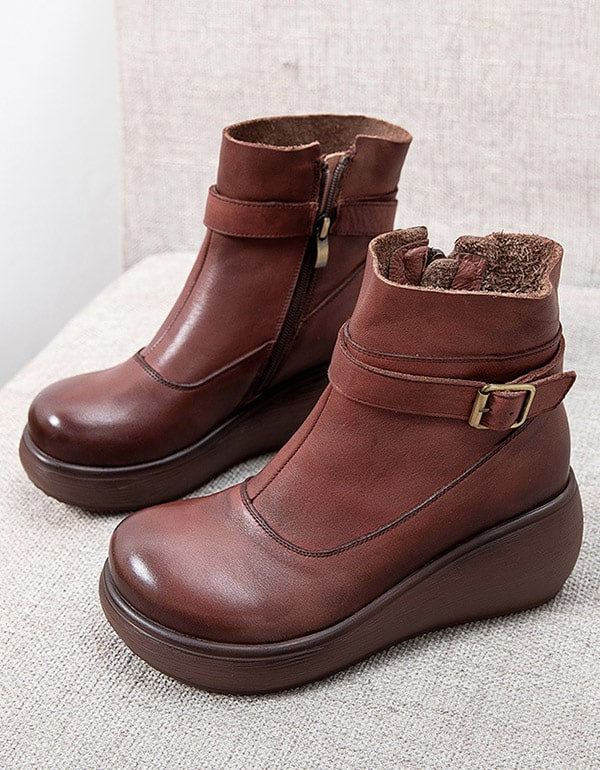 Vinter Halksäker Retro Läder Ankel Boots