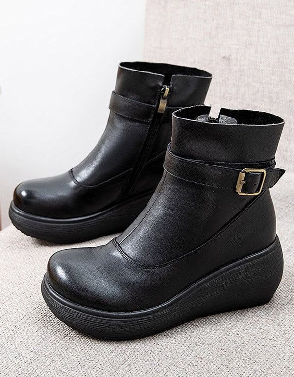 Vinter Halksäker Retro Läder Ankel Boots