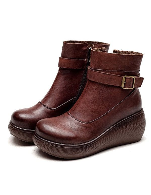 Vinter Halksäker Retro Läder Ankel Boots