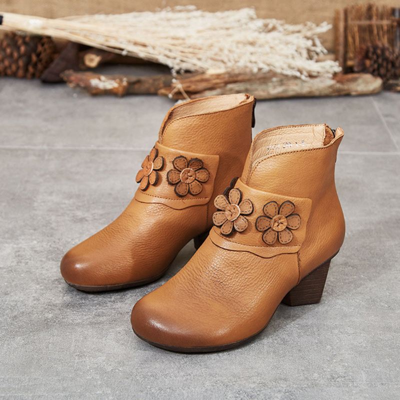 Vinter Retro Läder Chunky Boots | Present Skor