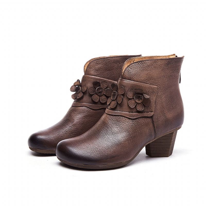 Vinter Retro Läder Chunky Boots | Present Skor