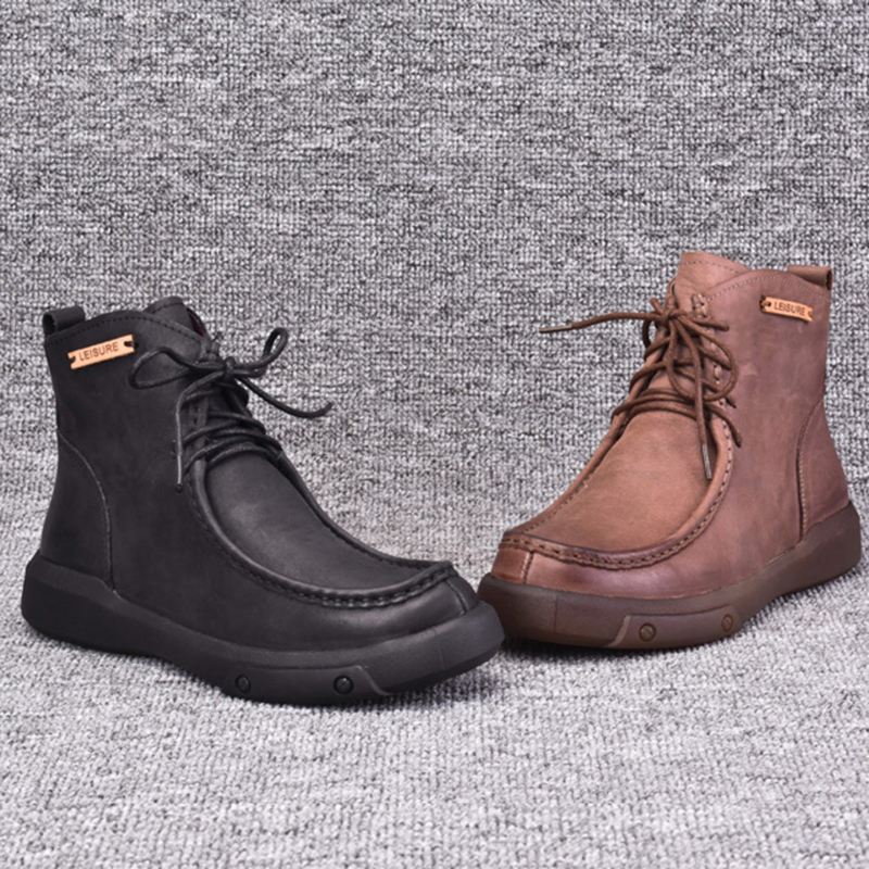 Vinter Retro Läder Short Boots | Present Skor