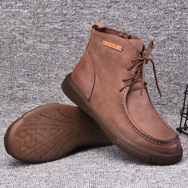 Vinter Retro Läder Short Boots | Present Skor