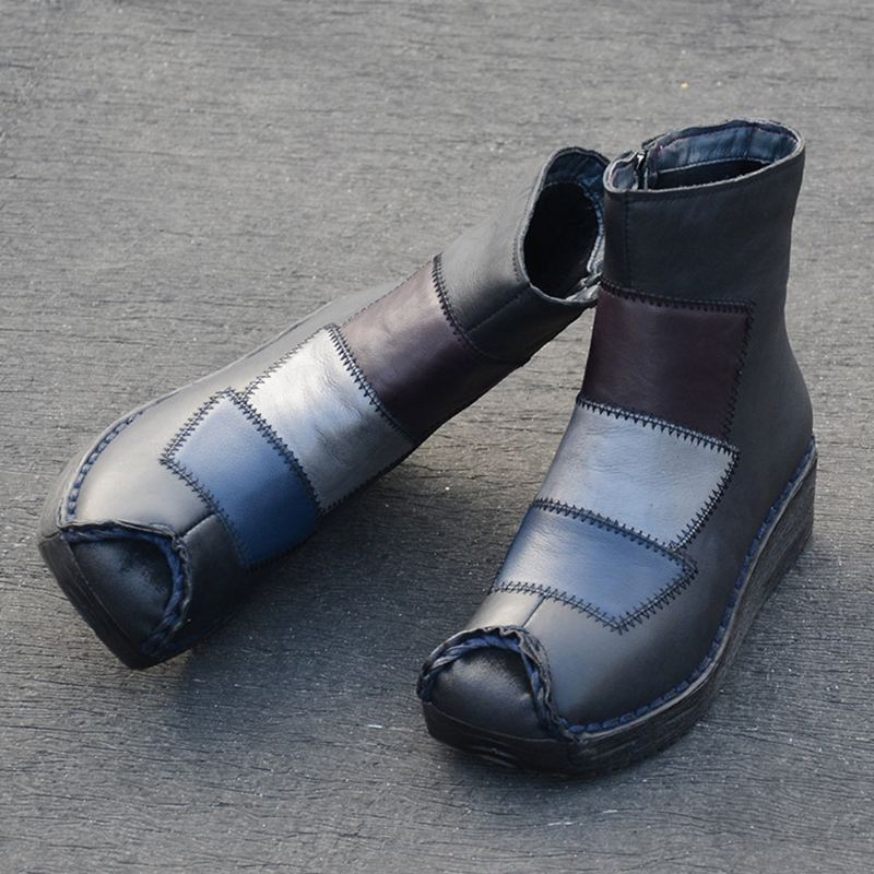 Winter Retro Leather Velvet Boots | Present Skor