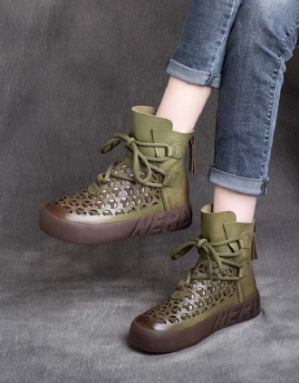 Back Zip Retro Hollow Spring Ankel Boots