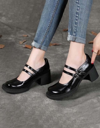 Dubbla Spänne Chunky Heeled Mary Jane Shoes