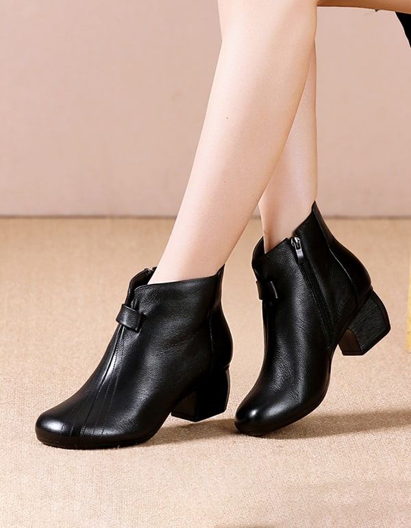 Elegant Retro Chunky Heels Boots För Kvinnor